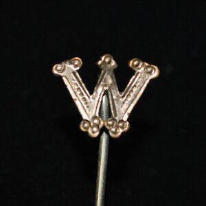 Antique Victorian "W" Initial Brass Stick / Cravat Pin